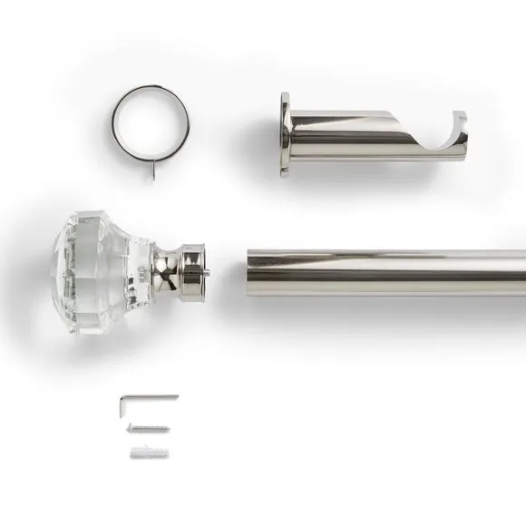 Crystal Gemstone Fixed Metal Curtain Pole with Rings 2