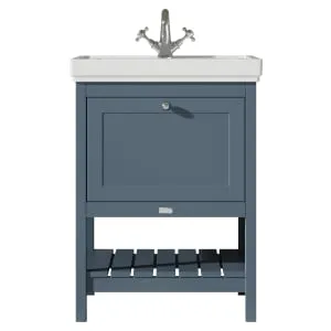 Bayswater Hartleigh Stiffkey Blue Traditional Freestanding Vanity Unit & 1 Tap Hole Traditional Recessed Basin - 600mm