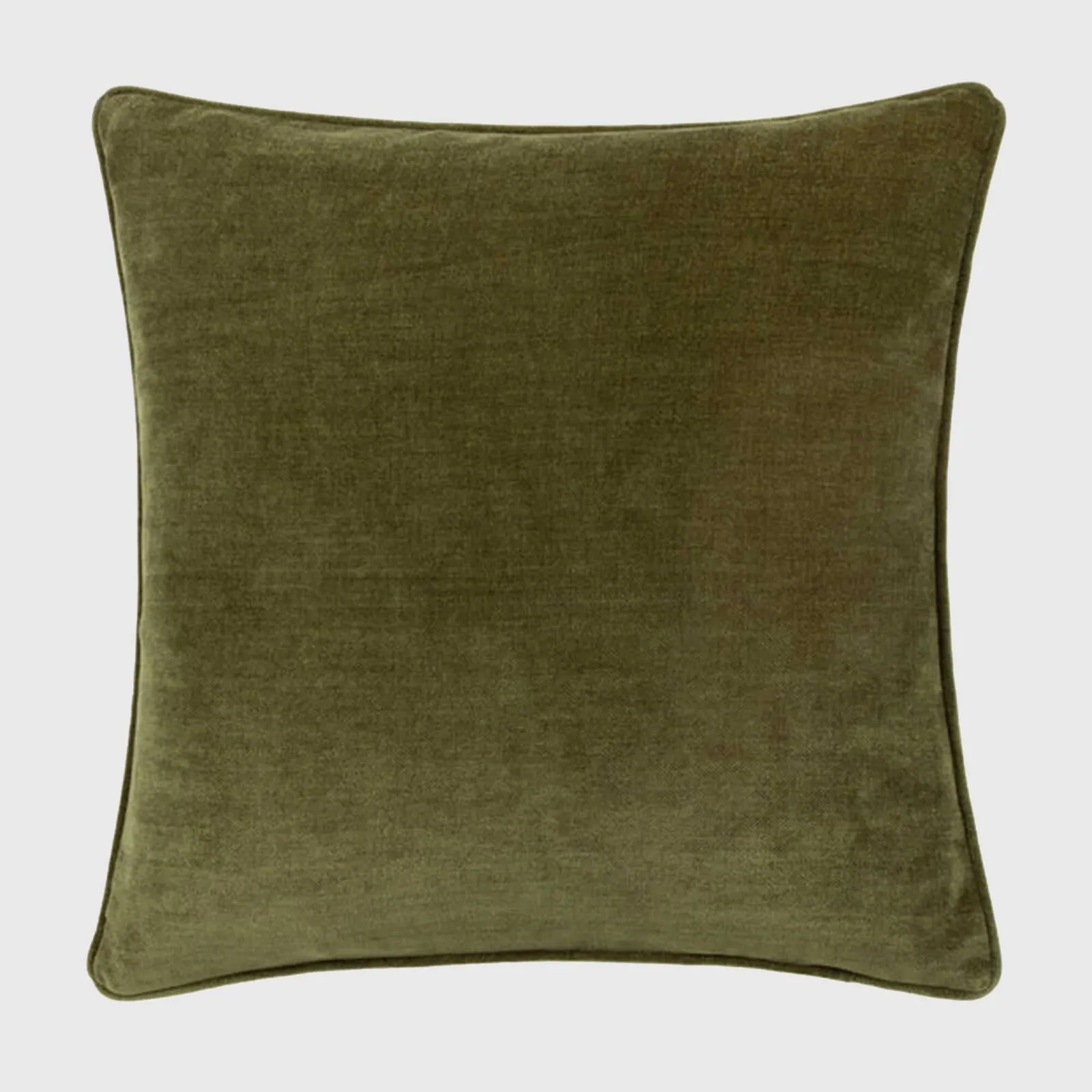 Heavy Chenille Piped Cushion Olive, Square, Green Polyester | Barker & Stonehouse