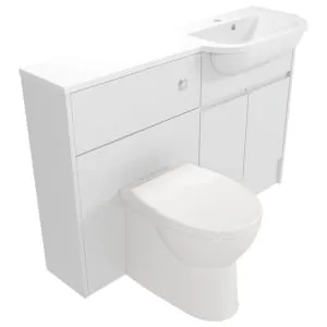 Deccado Clifton Bright White Right Hand 1200mm Slimline Fitted Vanity & Toilet Pan Unit Combination with Right Hand Basin 2