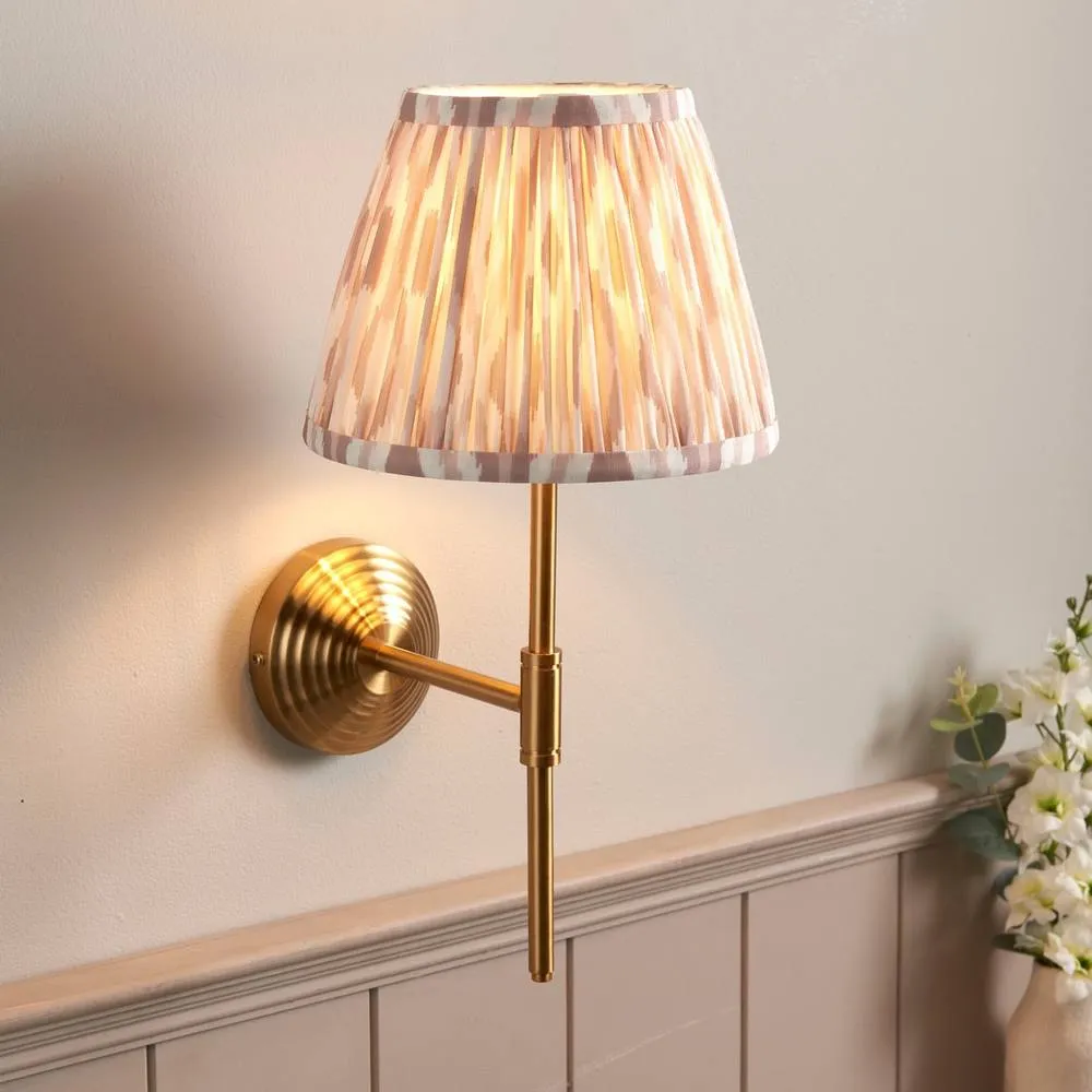 Netlighting Obelisk T Bar Wall Light Fabric Ikat Shade 20cm B22 in Gold 2