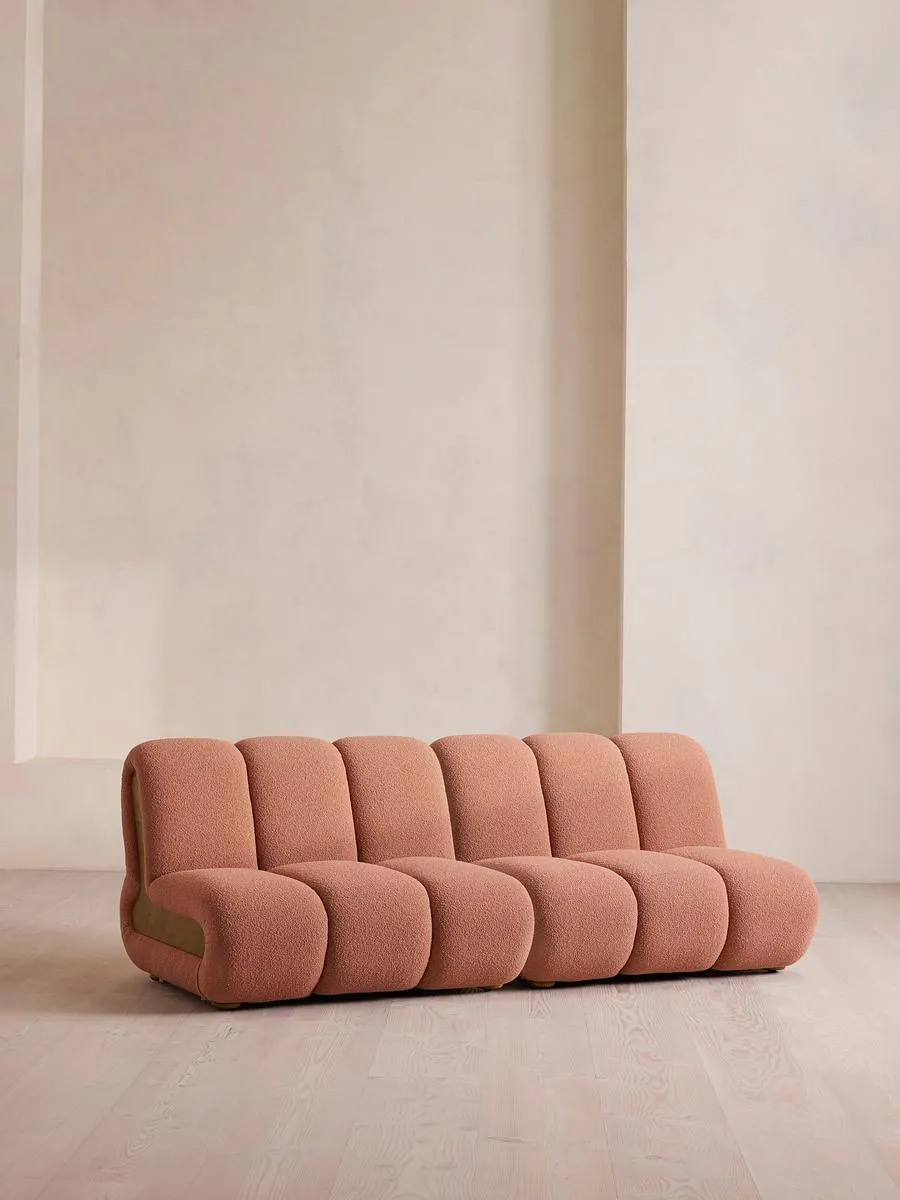 Noelle Modular Sofa, Four Seater, Textured Wool Boucle, Coral