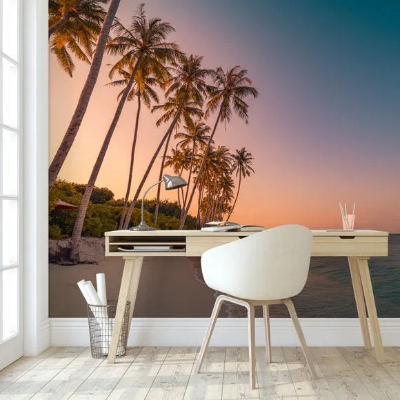 Sunset Beach Multicoloured Wall Mural 3