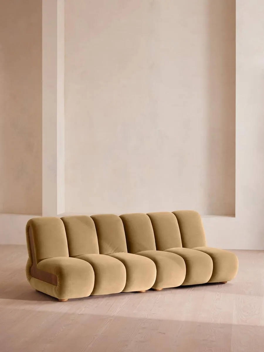 Noelle Modular Sofa, Four Seater, Velvet, Camel