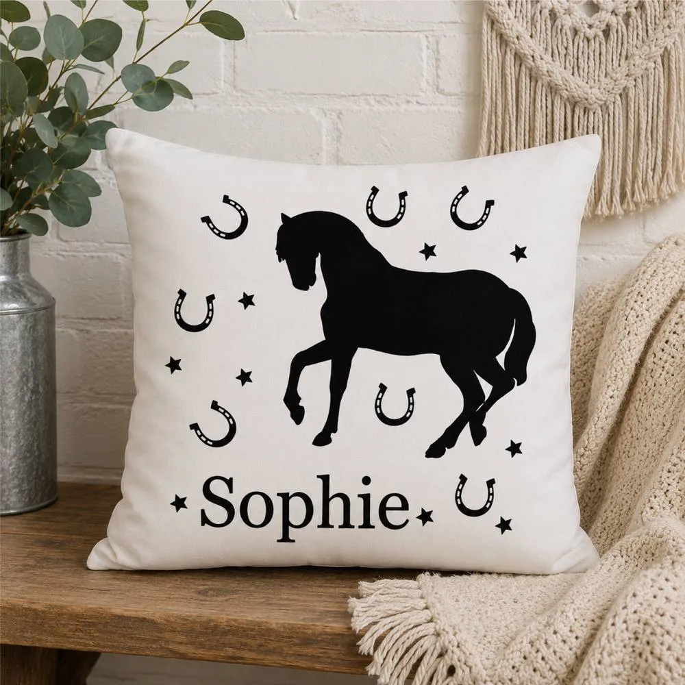 60 SECOND MAKEOVER Personalised Horse Cushion Cover in White
