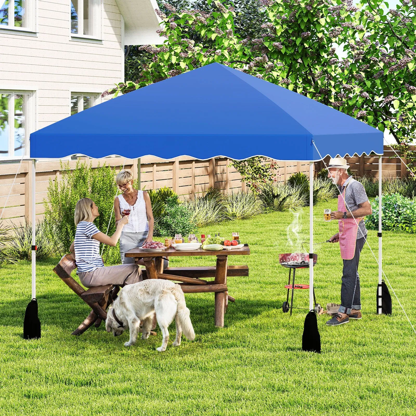 Costway 300 x 300 cm Pop up Canopy Tent Portable Foldable Patio Shelter in Blue 3