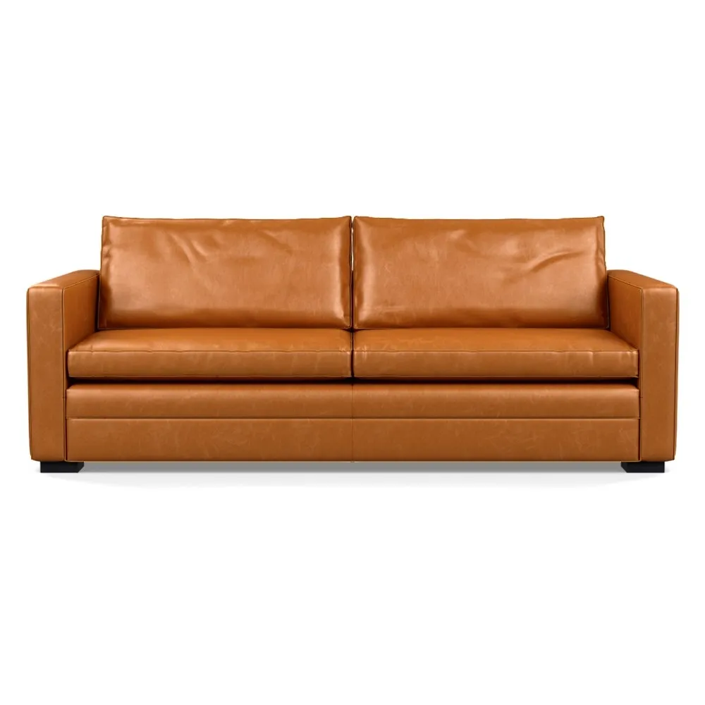Heal's Palermo 4 Seater Sofa Stonewash Leather Toffee 277 Black Feet 1