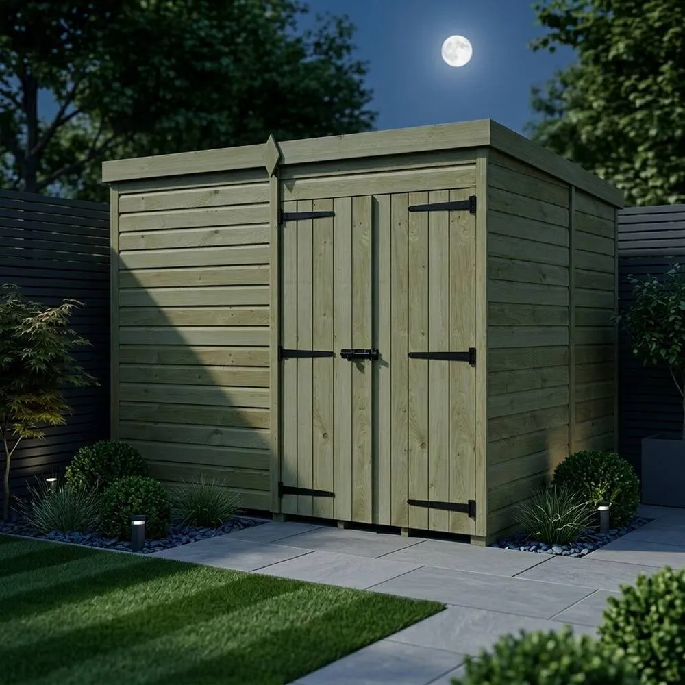 Buttercup Farm 10ft x 9ft Pent Garden Shed Double Door No Windows - Timber in Brown 3