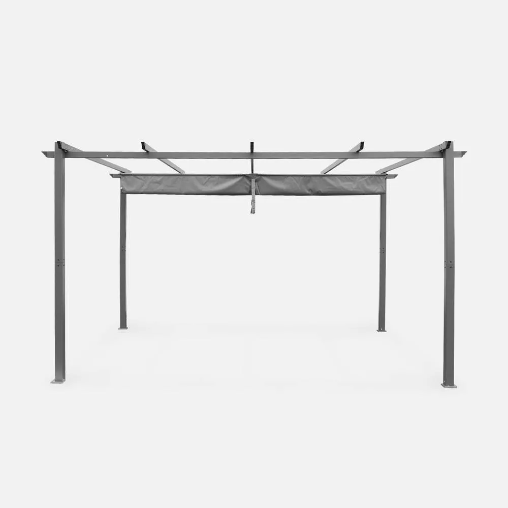 sweeek 3x4m Aluminium Pergola With Retractable Roof in Grey 4