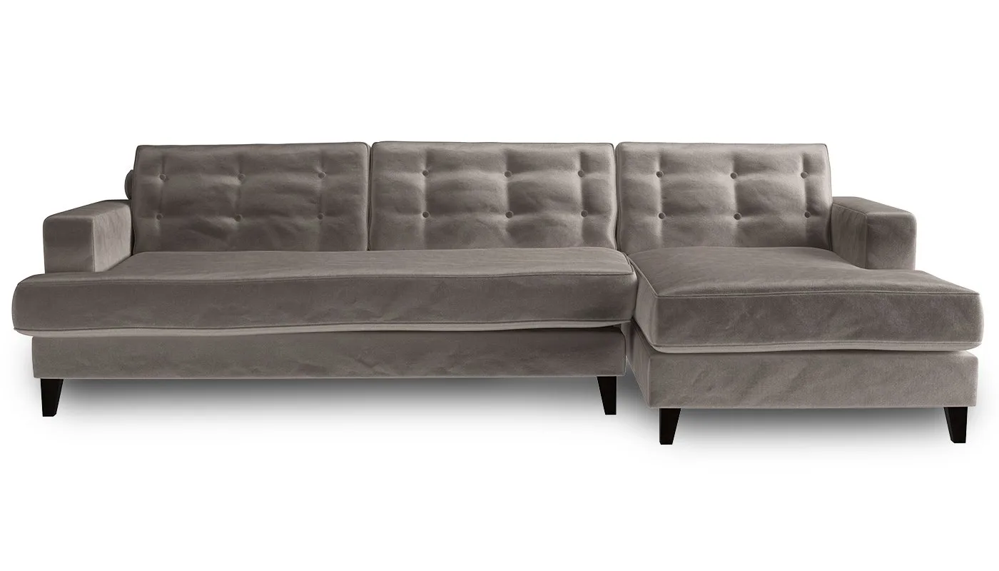 Heal's Mistral Right Hand Facing Corner Sofa Velvet Mink Black Feet