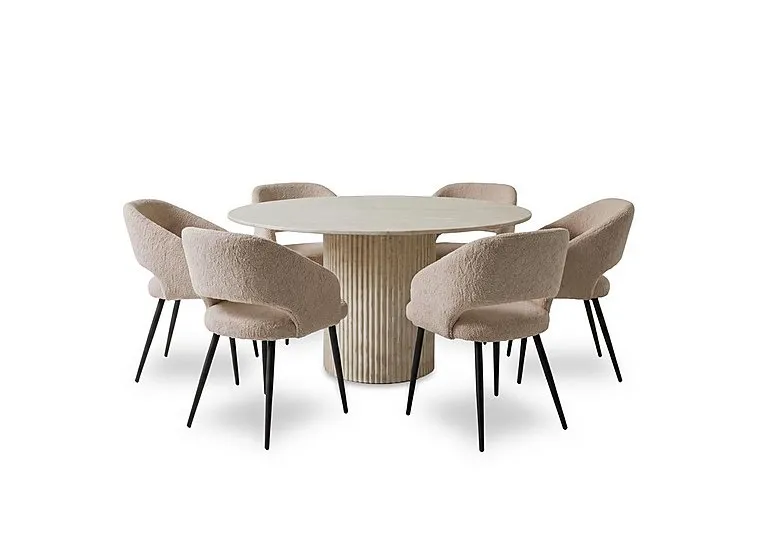Romeo Round Dining Table and 6 Fabric Chairs - In Time for Christmas