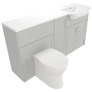 Deccado Padworth Whisper Grey Right Hand 1500mm Fitted Vanity & Toilet Pan Unit Combination with Right Hand Basin 2