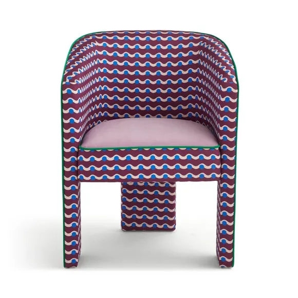 Sophie Robinson Dining Chair, Amaranth Wiggle Dot Fabric 6