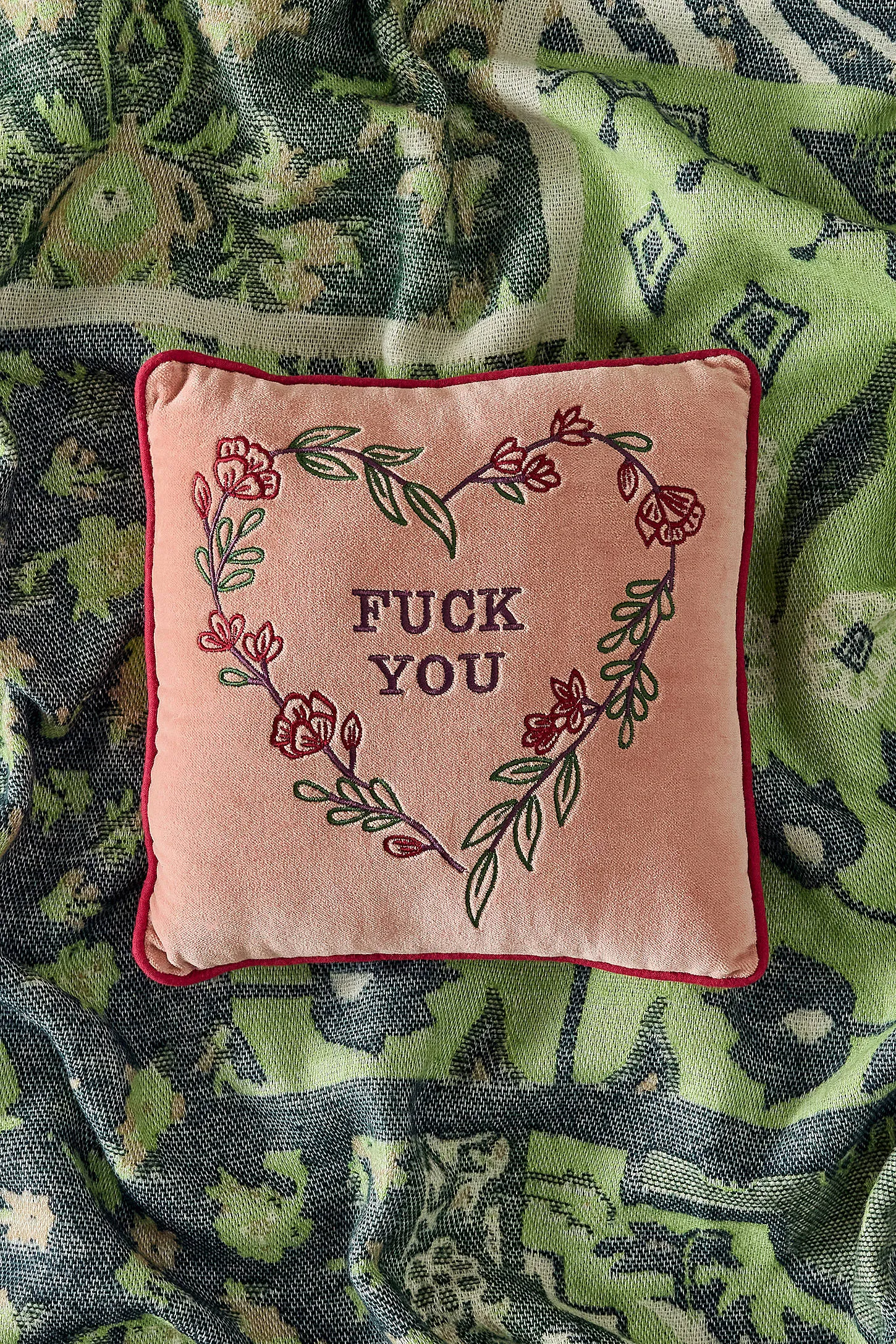F*ck You Velvet Mini Cushion - Pink