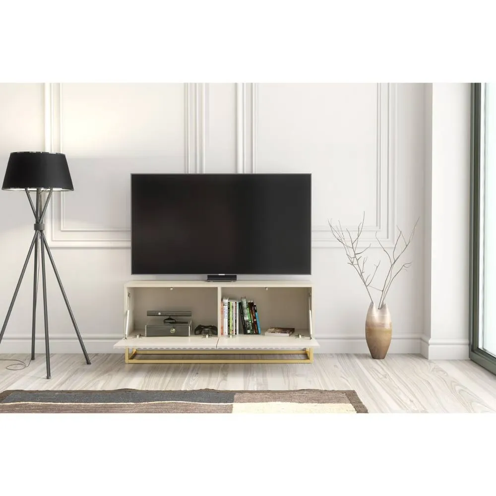 Creative Furniture Ripple TV Unit 100cm - Cashmere Warm Beige Taupe Finish with Gold 3