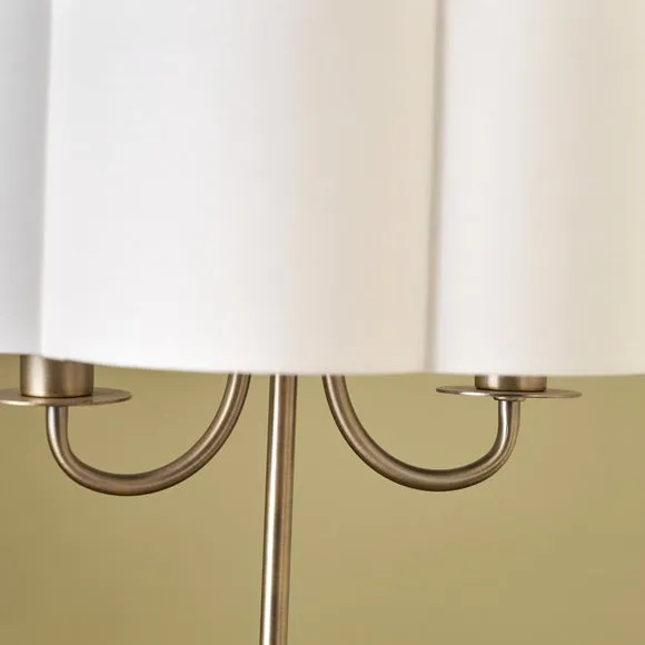 Pacific Lifestyle Seraphine Matt Metal and White Faux Silk Scallop Shaded Table Lamp 5