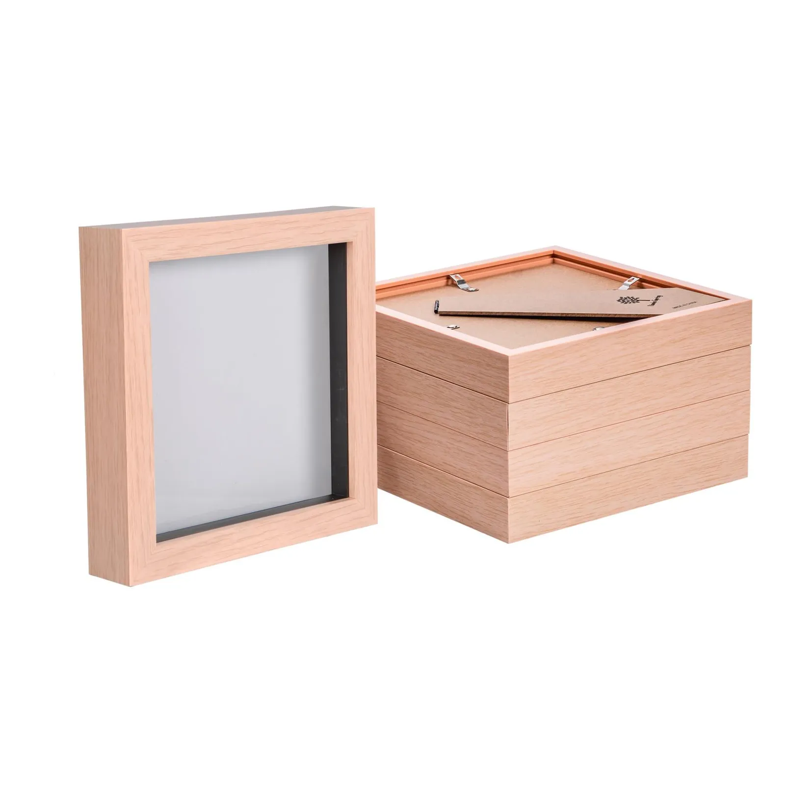 Nicola Spring 3D Box Photo Frames - 6" x 6" - Pack of 5 in Light Brown