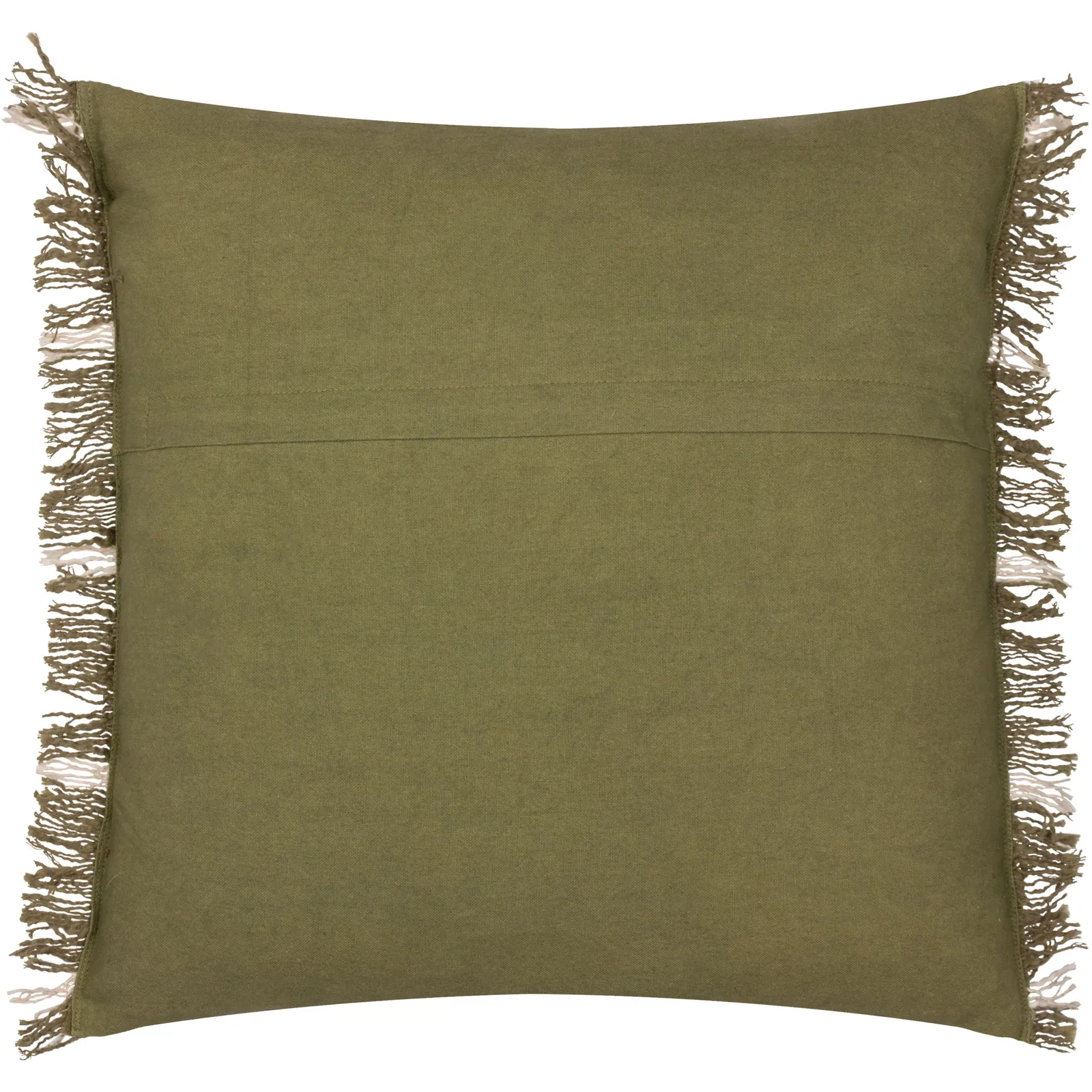 Yard Beni Check 100% Cotton Fringed Cushion in Green 3