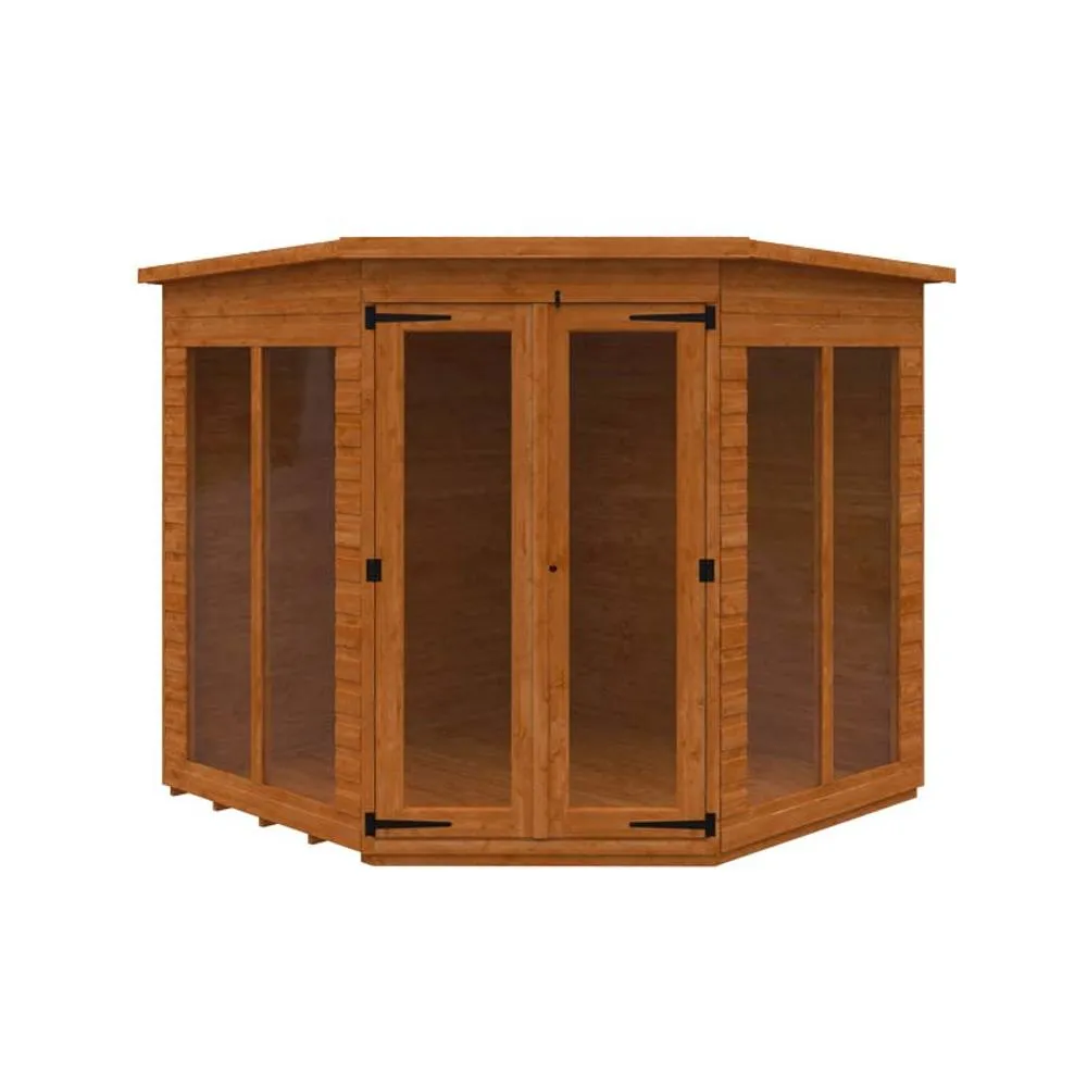 Buttercup Farm 7 x 7 Feet Full Pane Cornerhouse 12mm Shed - Solid Wood/Softwood/Pine in Burnt Orange