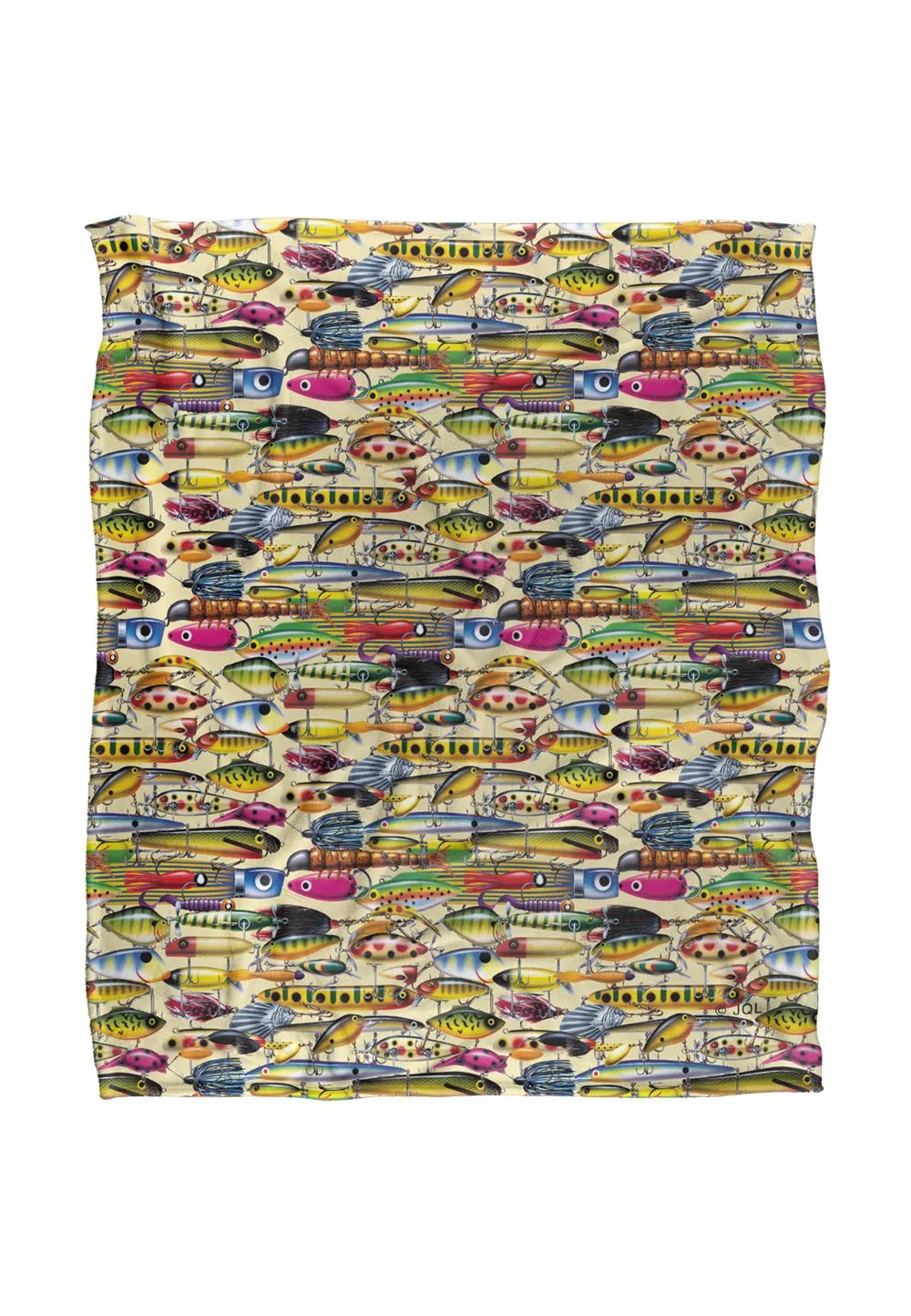 JQ Licensing Fishing Lures Pattern 2 Silky Touch Super Soft Throw Blanket 152 X 127 cm in White