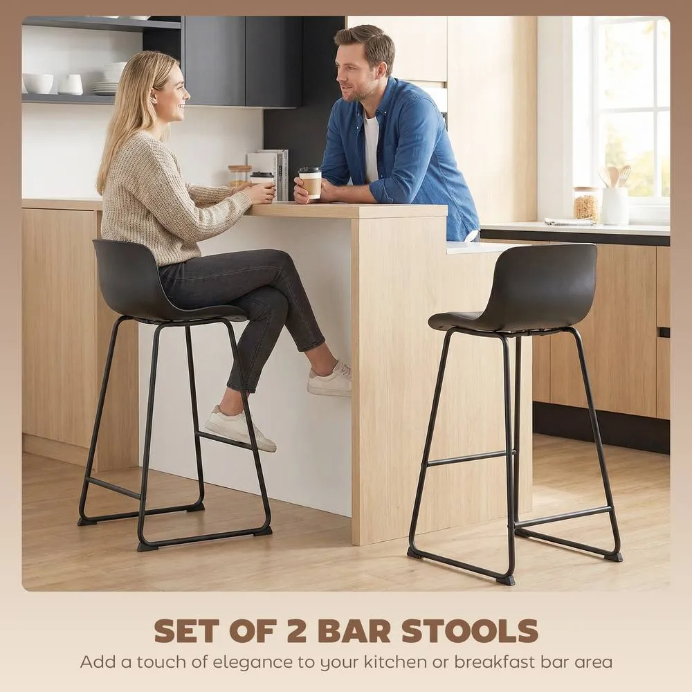 HOMCOM Modern Bar Stools Set of 2, PU Leather Upholstered Barstools, Black 4