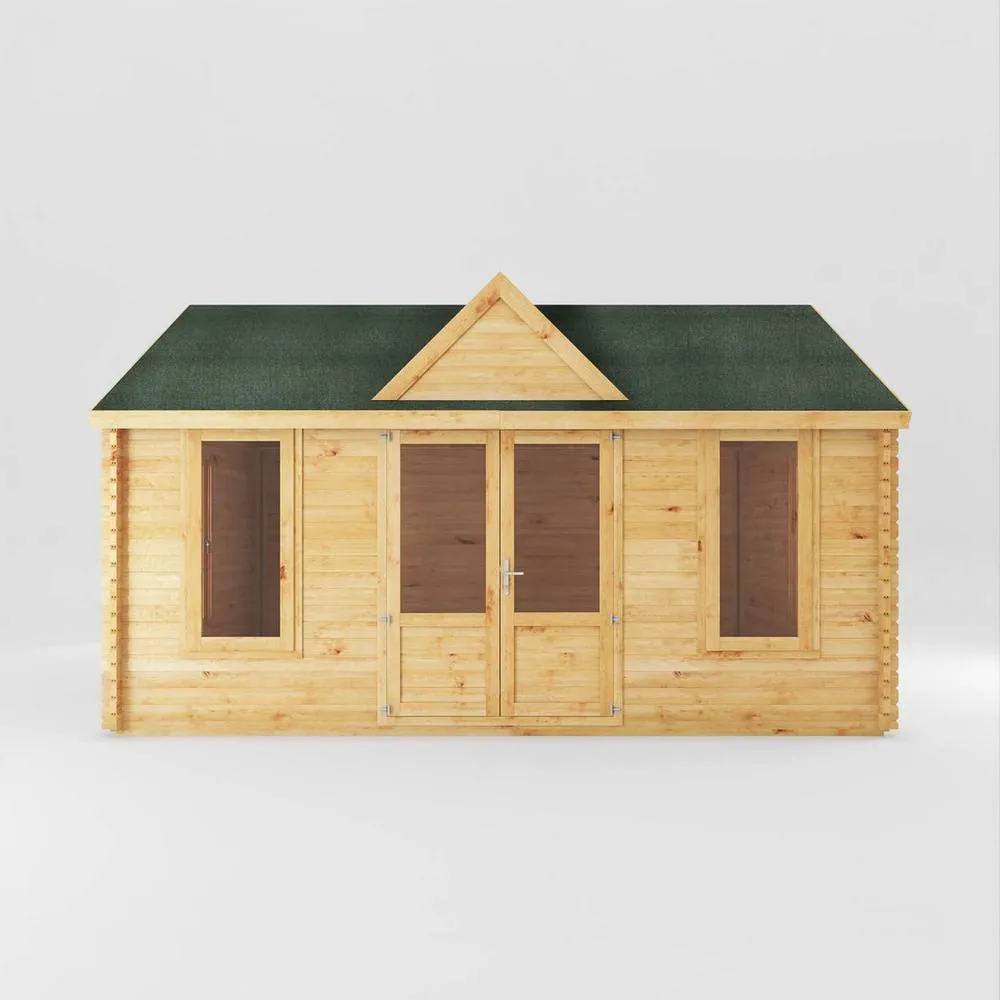 Mercia 5.3 x 4 m Clock Tower Log Cabin - L416.1 x W533.6 x H327.1 cm - Brown in Tan 3