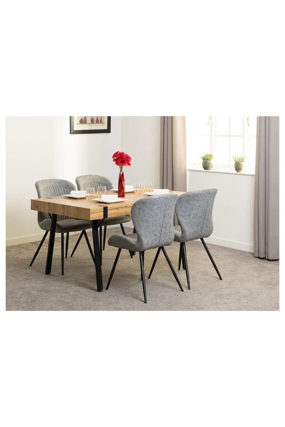 Seconique Treviso Dining Set with Quebec Chairs in Grey 1