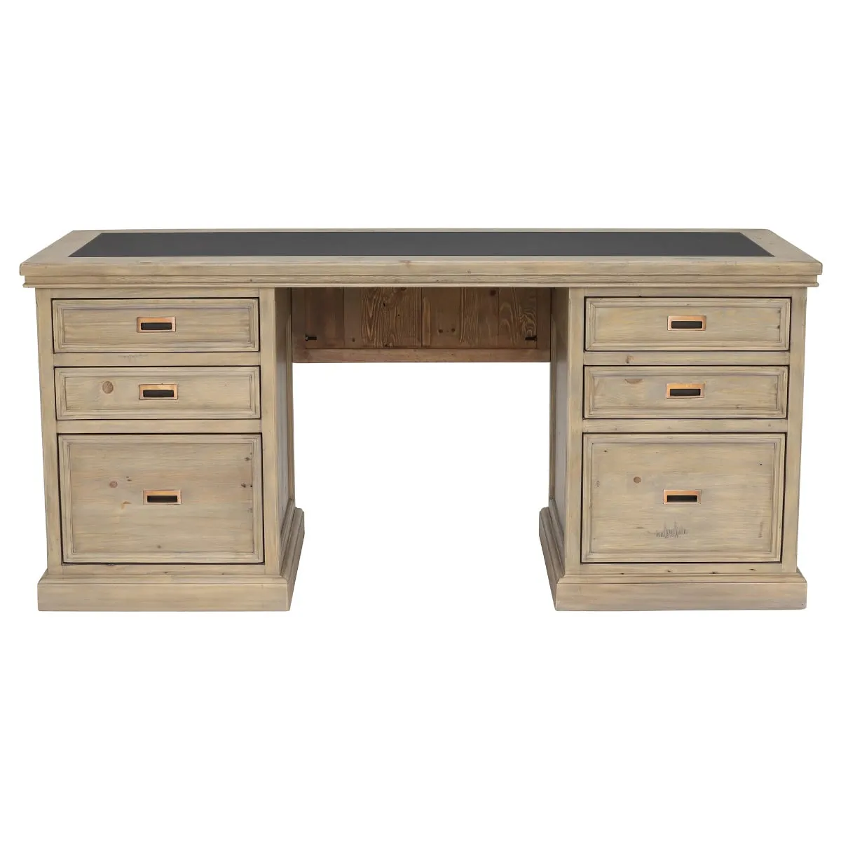 Verberie Desk Top With Vinyl Inlay & Drawers, Neutral Wood | Barker & Stonehouse 3