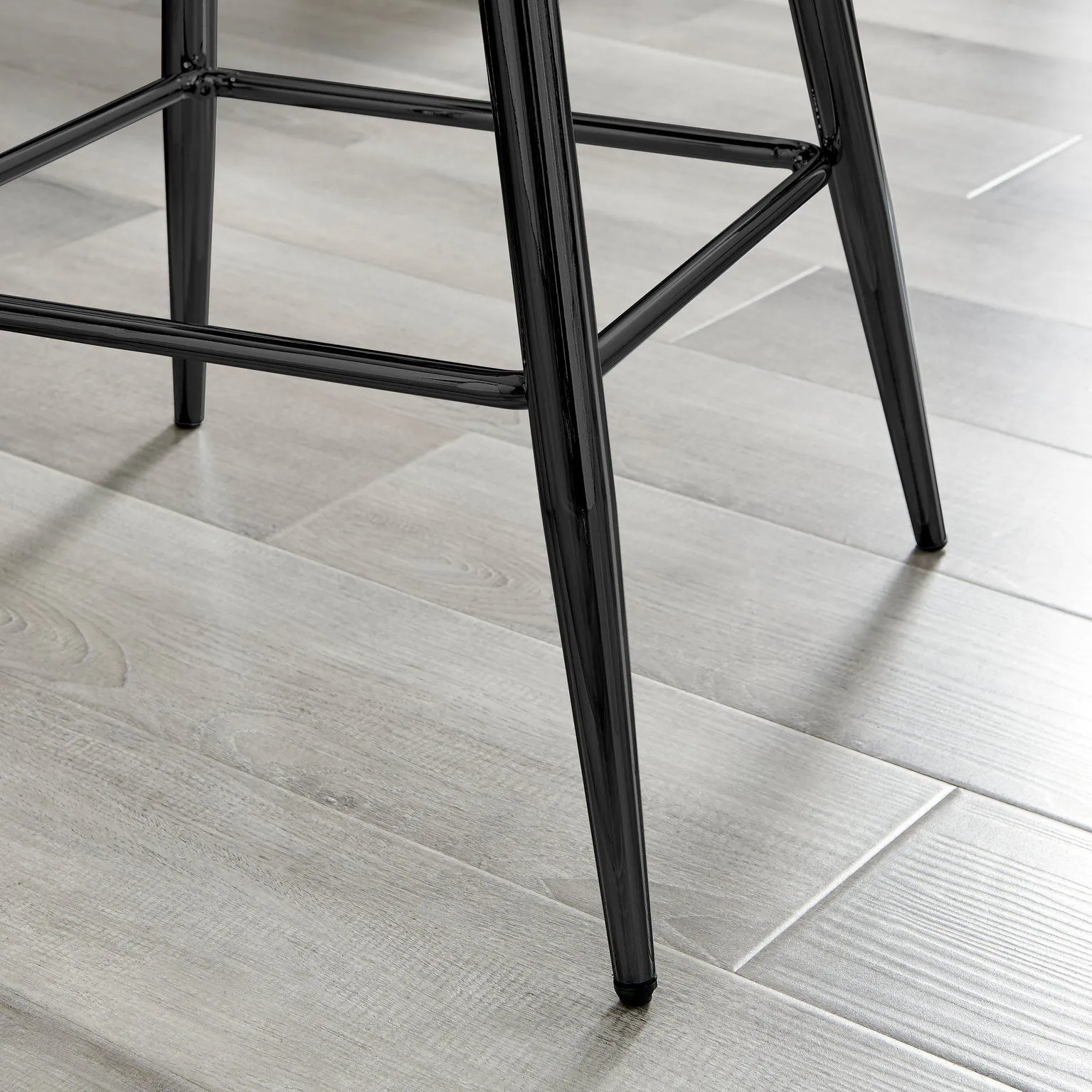 FurnitureboxUK Corona Set of 2 Counter Stools - Faux Leather Counter Stools With Black Legs - Kitchen Island Stool in Beige 5