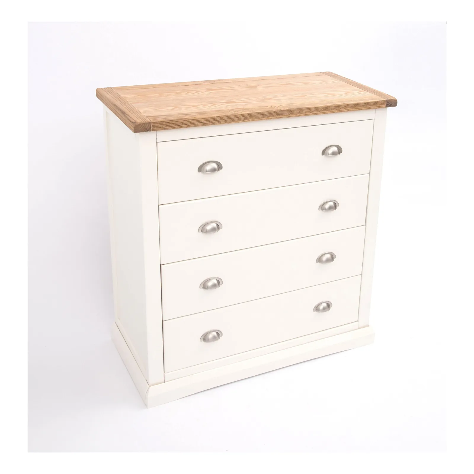 Cabinet Bits Cosenza 4 Drawer Chest of Drawers Chrome Cup Handle in Off-White 3