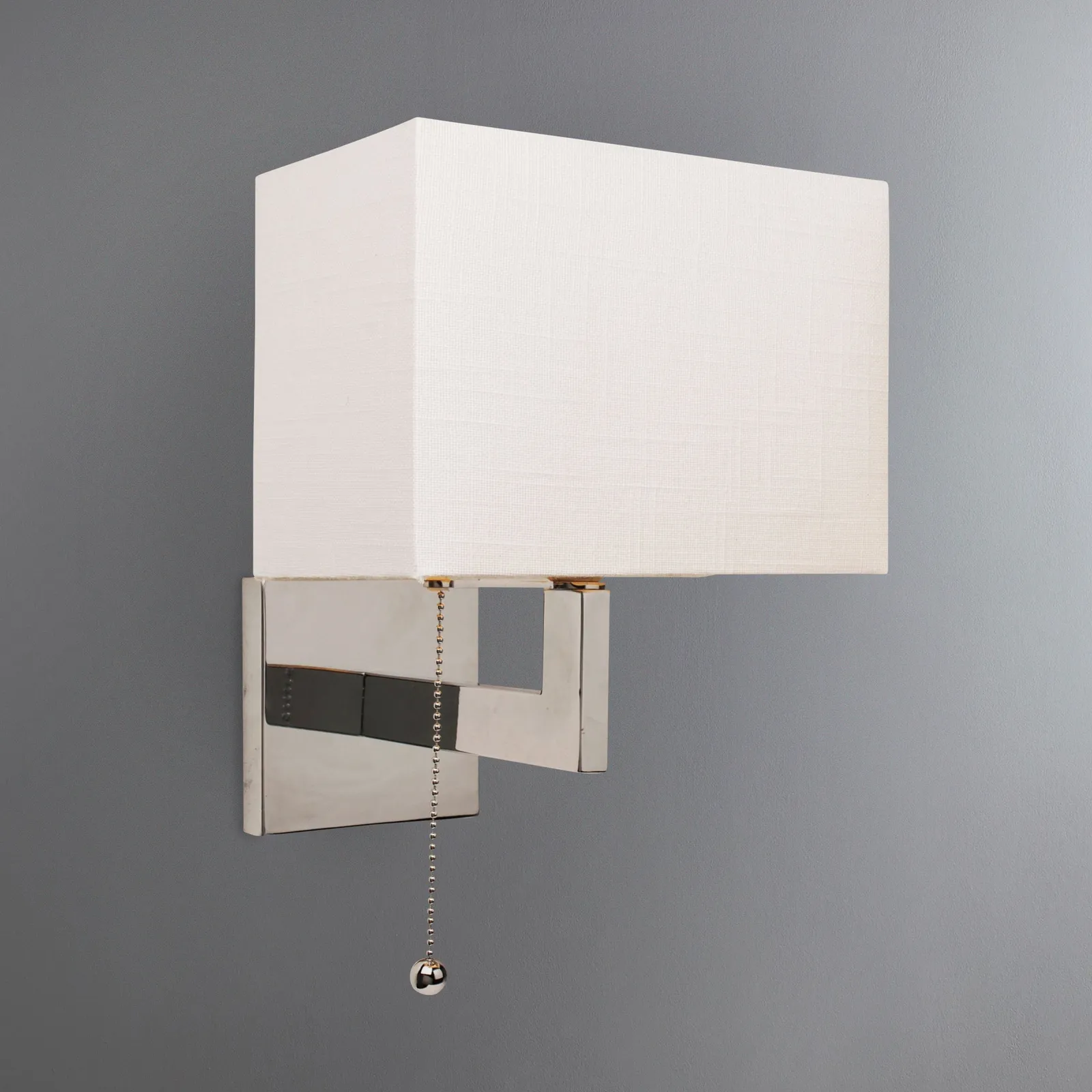 Satu Rectangular Metal White Wall Light Chrome and White