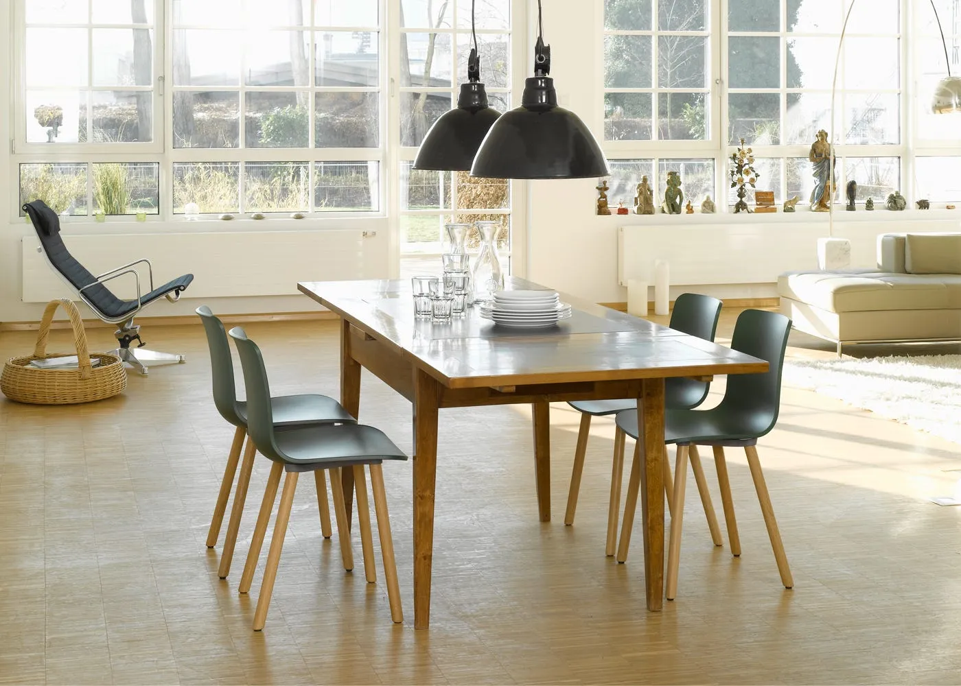 Vitra HAL RE Wood Chair 23 Ice Grey Light Oak Legs 2