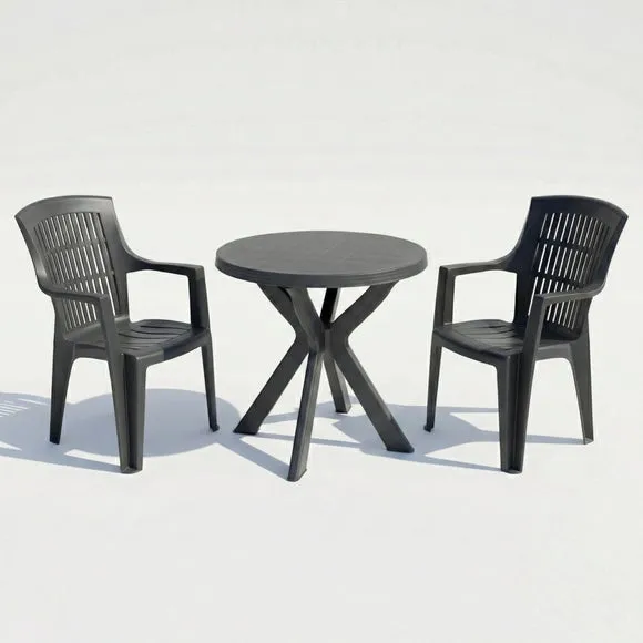 Tivoli 2 Seater Dark Grey Bistro Set with Parma Chairs 2