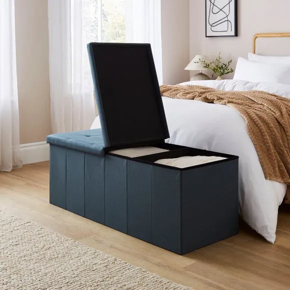 Faux Linen Bed Ottoman 2