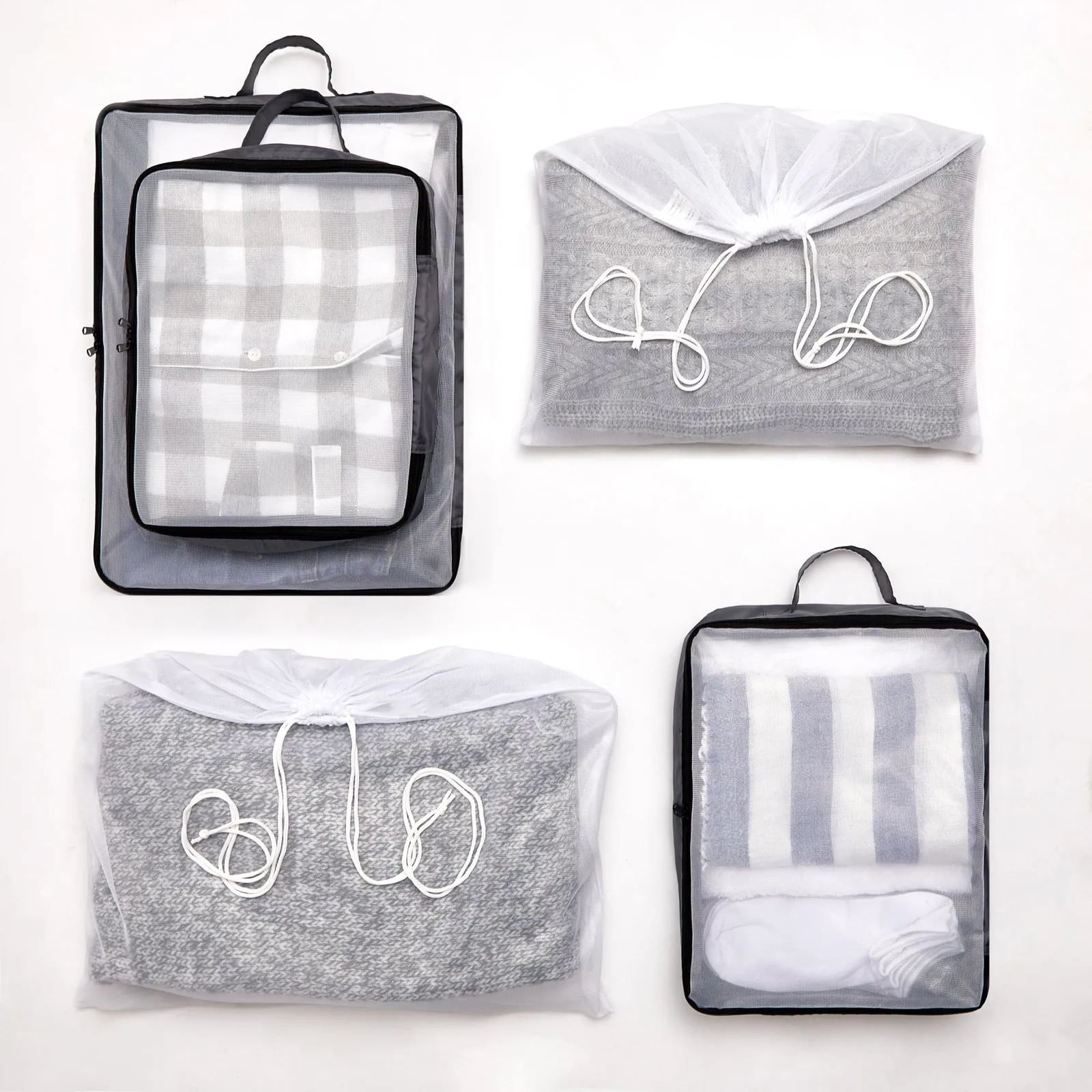 5 Piece Grey Cube Packing Set Clear