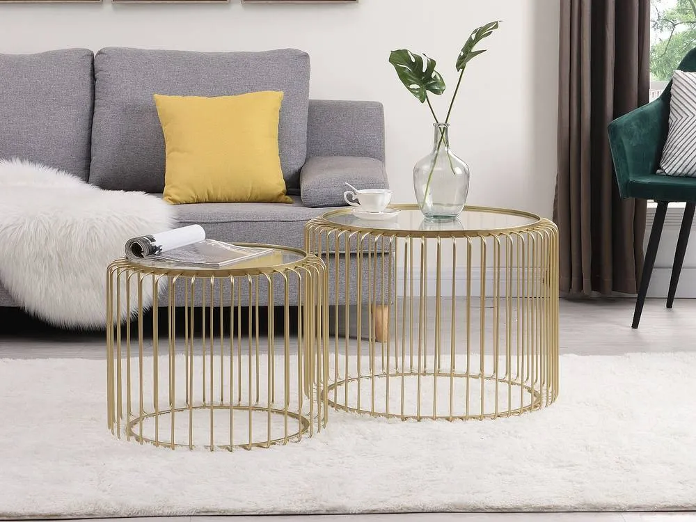 Vente-unique Metal & Glass Nesting Coffee Table - Golden - FERIDA in Gold 3