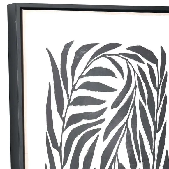 Set of 2 Black Leaf Print Framed Canvases 3