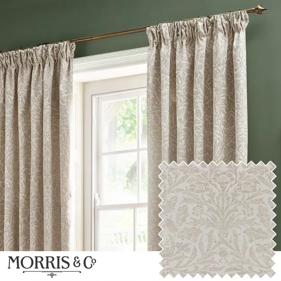 Morris & Co. Acorn Tonal Jacquard Pencil Pleat Curtains 4