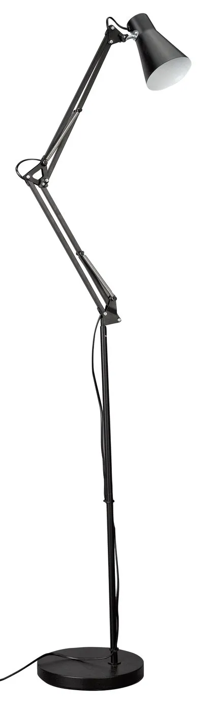 Habitat Swing Arm Floor Lamp - Matt Black