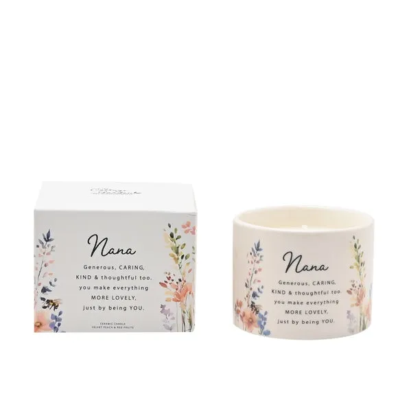 The Cottage Garden Peach Floral Ceramic Candle