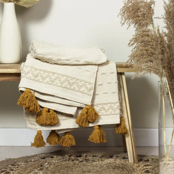 furn. Boho Cotton Throw Blanket 130cm x 180cm