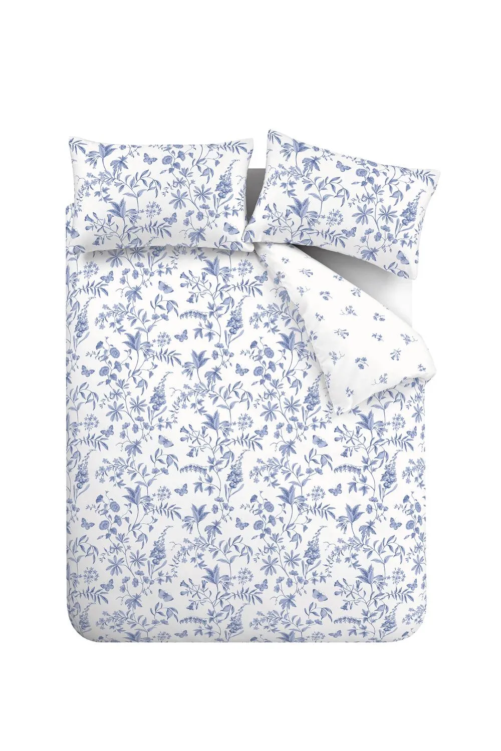 Bianca Thea Floral 200 Thread Count Cotton Reversible Duvet Cover Set in Blue 6