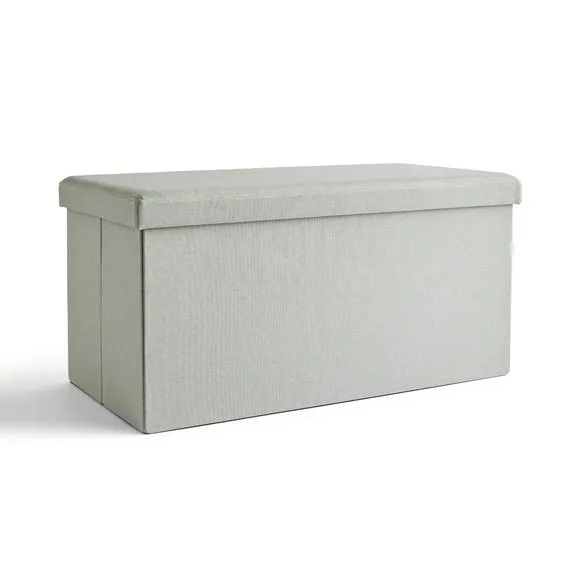 Faux Linen Rectangular Ottoman 2
