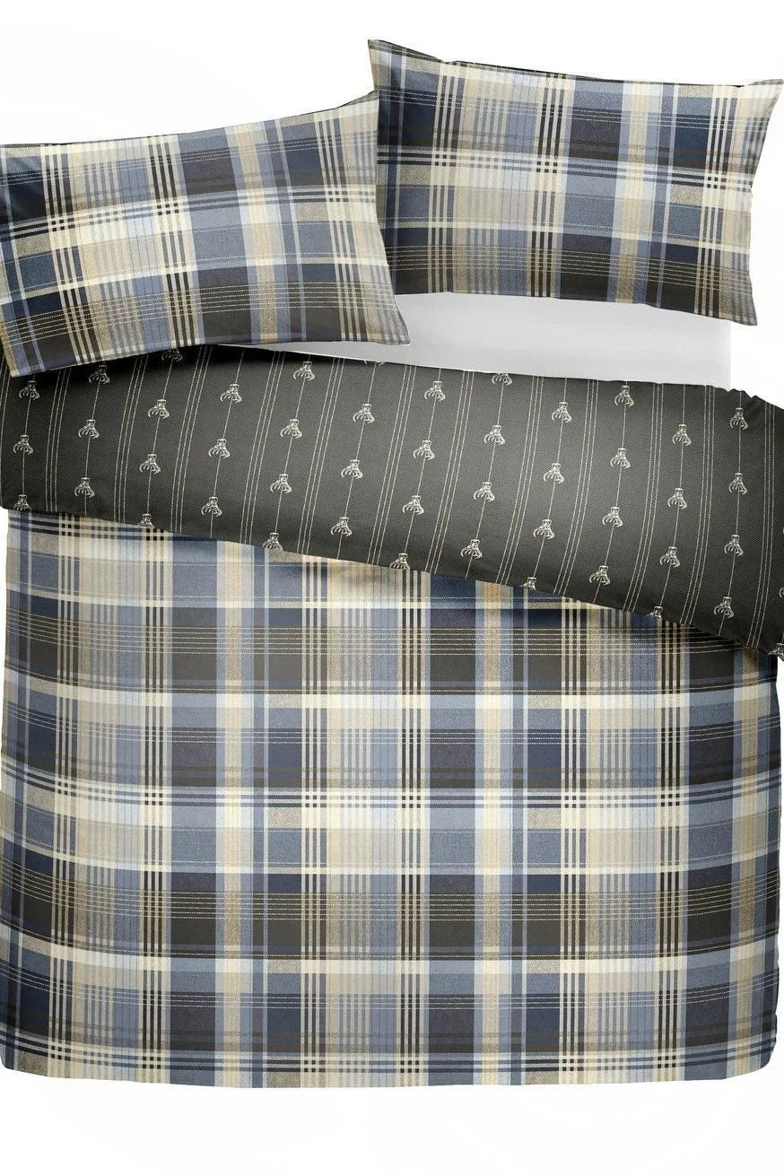 Dreams & Drapes 'Connolly Check' 100% Brushed Cotton Duvet Cover Set in Charcoal 4