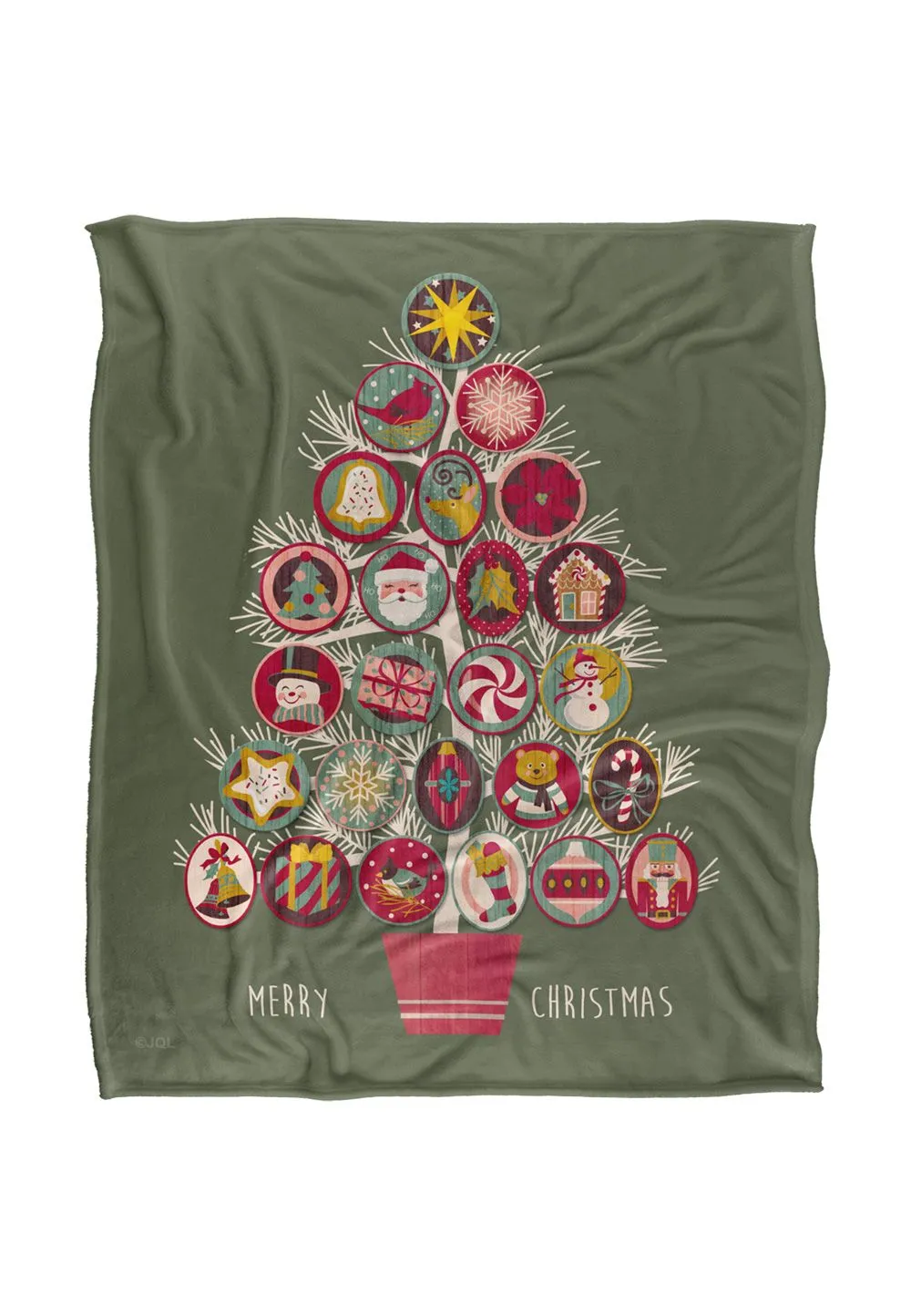 JQ Licensing Lc Christmas Tree Ornaments Silky Touch Super Soft Throw Blanket 152 X 127 cm in White