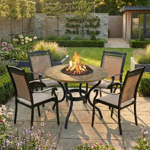 Baltimore Round Firepit Table with 4 Montrose Chairs 3
