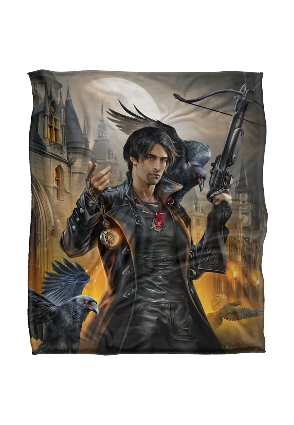 JQ Licensing En Night Hunter Ravens Silky Touch Super Soft Throw Blanket 152 X 127 cm in White