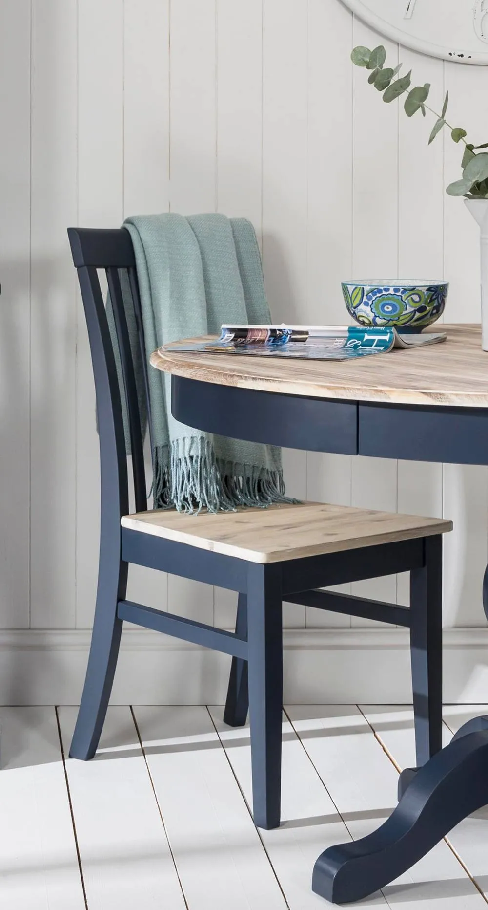 Statement Furniture Florence Highback Wooden Seat Chairs Set of 4 in Navy 2