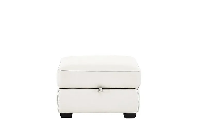 Starlight Express Leather Storage Footstool - BV Star White