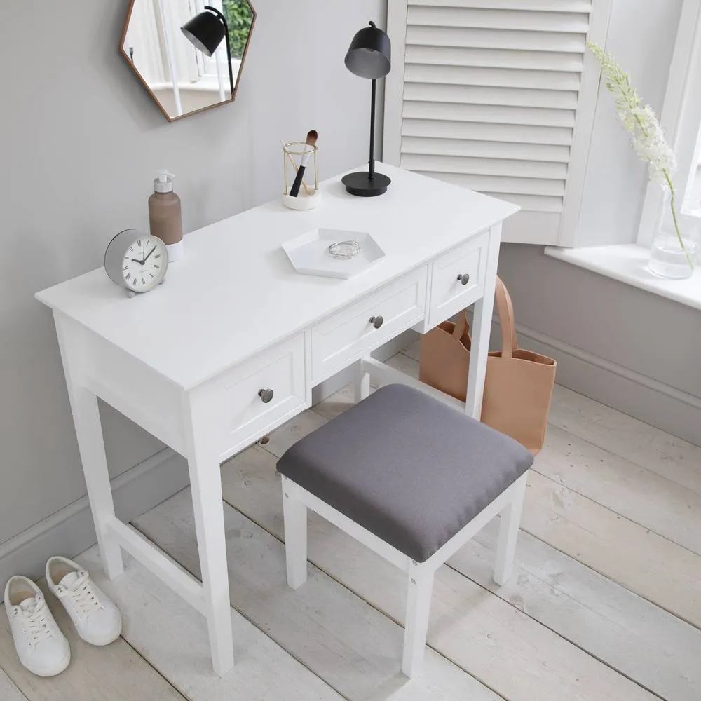 Nöa and Nani Karlstad Dressing Table with Drawers and Stool in White 2